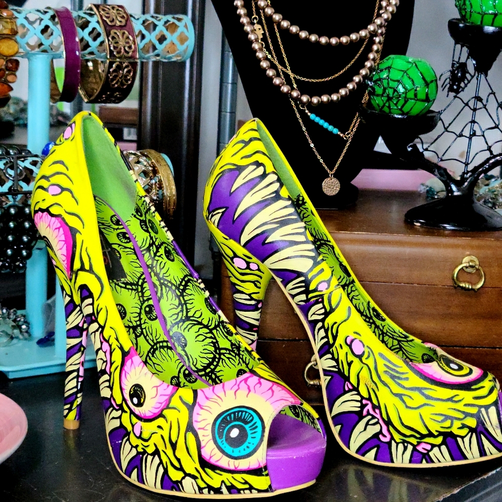 Iron Fist Green Eye 🤑 👁 Open Toe High Heels